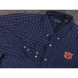 Auburn Tigers Shirt Mens Large Crable Blue Plaid Long Sleeve Button Down SEC
